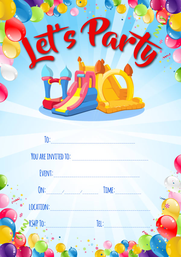 Free Invitations Bouncy House Rental Inflatable Rentals Party 